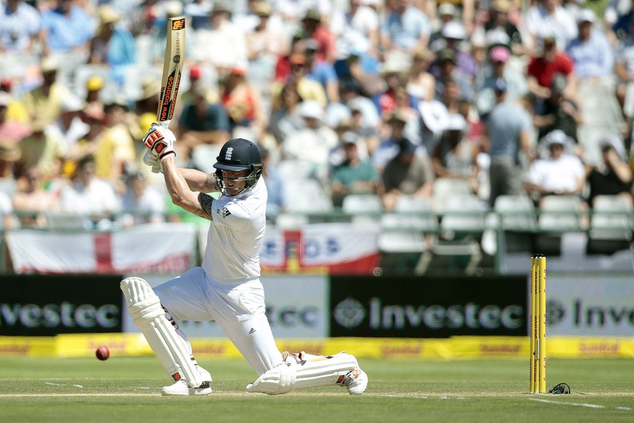 Ben Stokes drives, South Africa v England, 2nd Test, Cape Town, 2nd day, January 3, 2016