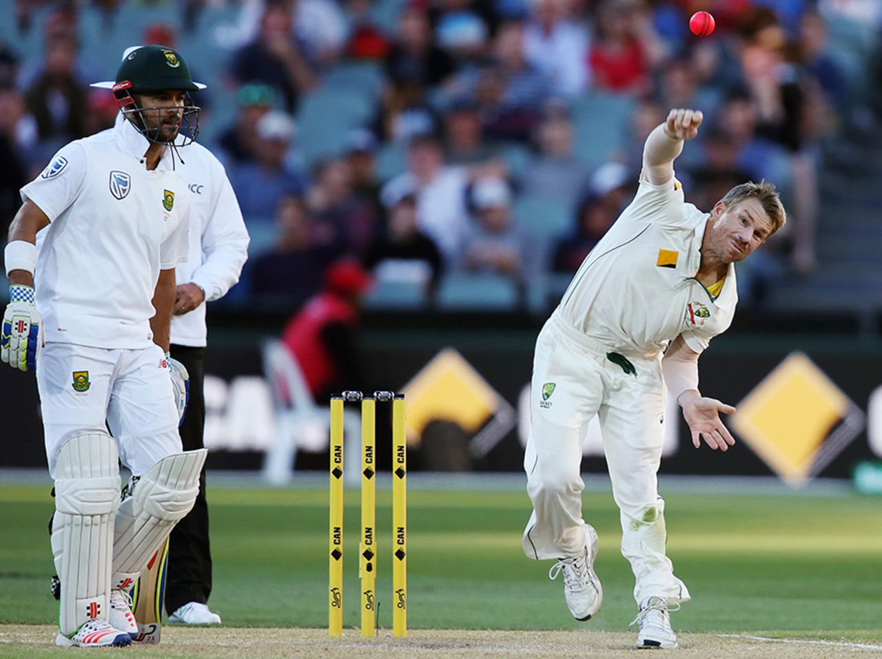 David Warner bowled an over of medium pace, Australia v South Africa, 3rd Test, Adelaide, 3rd day, November 26, 2016