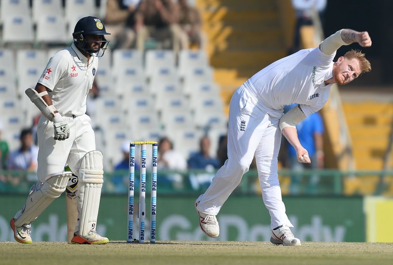 Ben Stokes removed M Vijay with his fourth delivery, India v England, 3rd Test, Mohali, 2nd day, November 27, 2016