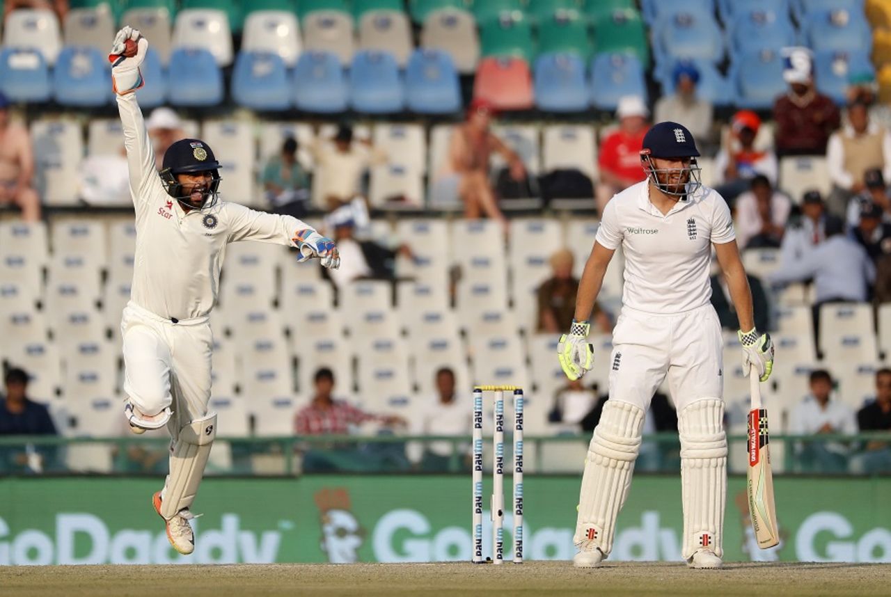Parthiv Patel snaffled a good, low catch to dismiss Jonny Bairstow, India v England, 3rd Test, Mohali, 3rd day, November 28, 2016