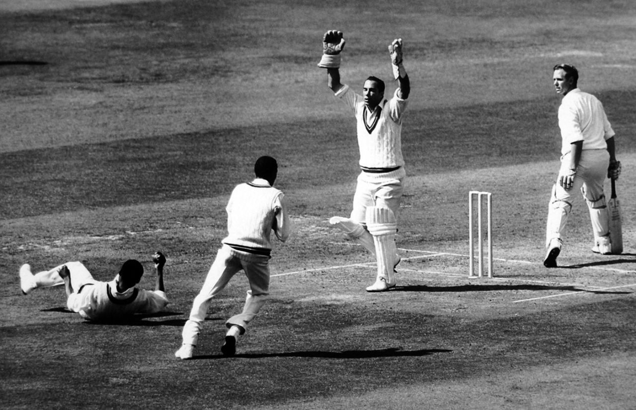 Ken Higgs is caught by Conrad Hunte off Garry Sobers, England v West Indies, 4th Test, Headingley, 4th day, August 8, 1966