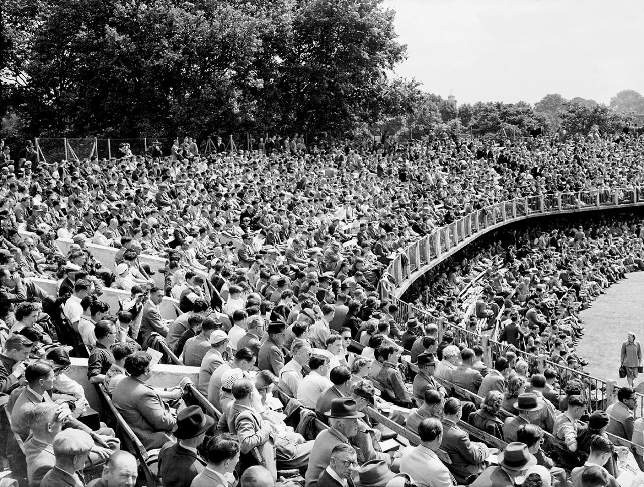 Spectators watch the first day of the Test at Lord's, England v India, 2nd Test, Lord's, 1st day, June 19, 1952