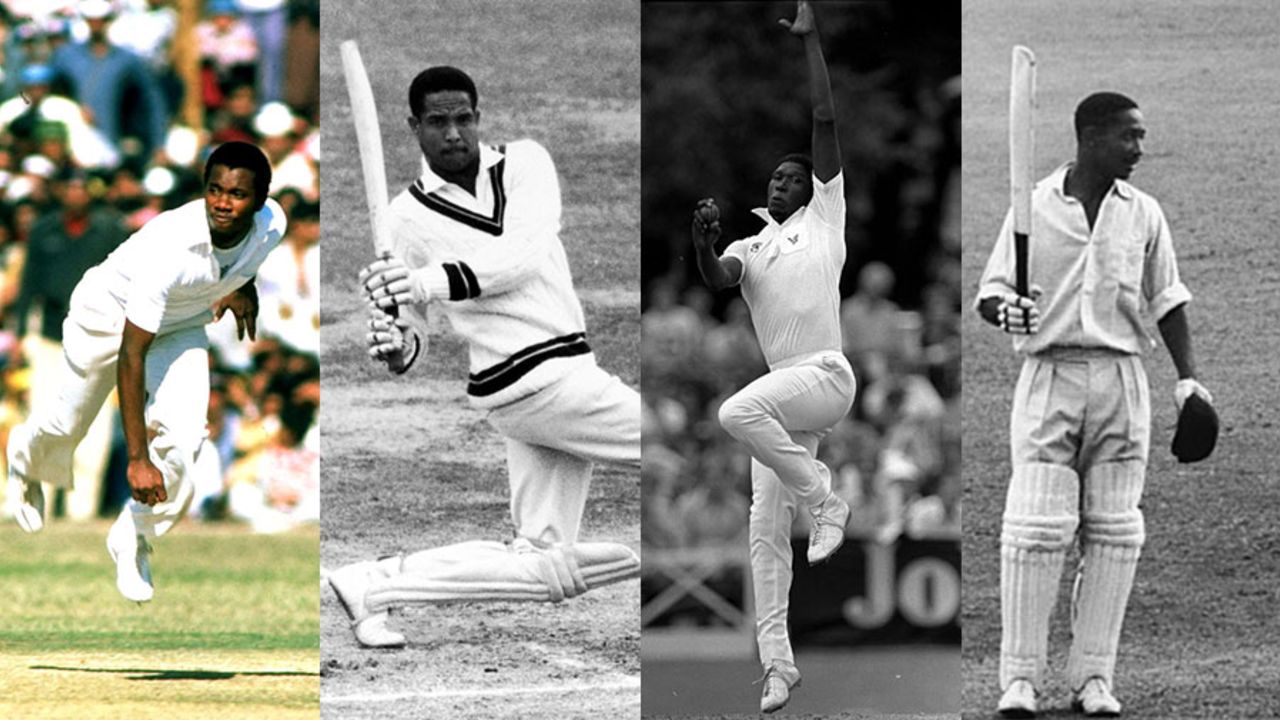 Composite: Malcolm Marshall, Garry Sobers, Joel Garner and Frank Worrell
