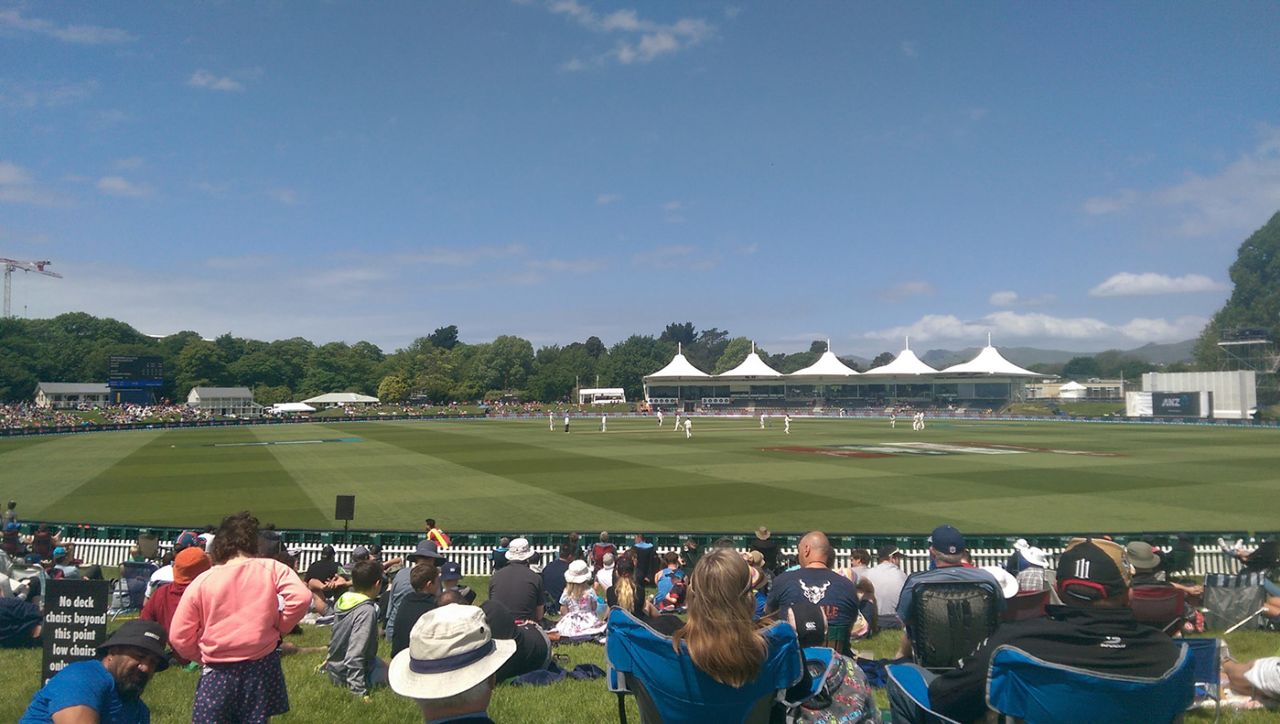 View of Hagley Oval from the press box, Christchurch, 2016