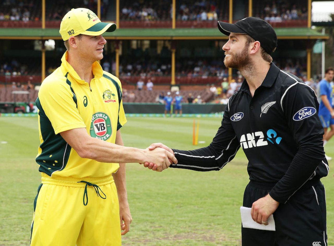 Steven Smith and Kane Williamson at the toss, Australia v New Zealand, 1st ODI, Sydney, December 4, 2016