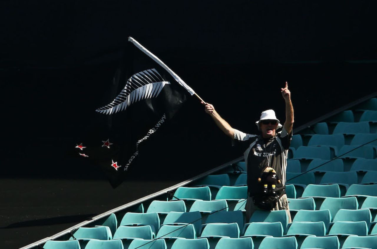 A New Zealand supporter waves his flag, Australia v New Zealand, 1st ODI, Sydney, December 4, 2016