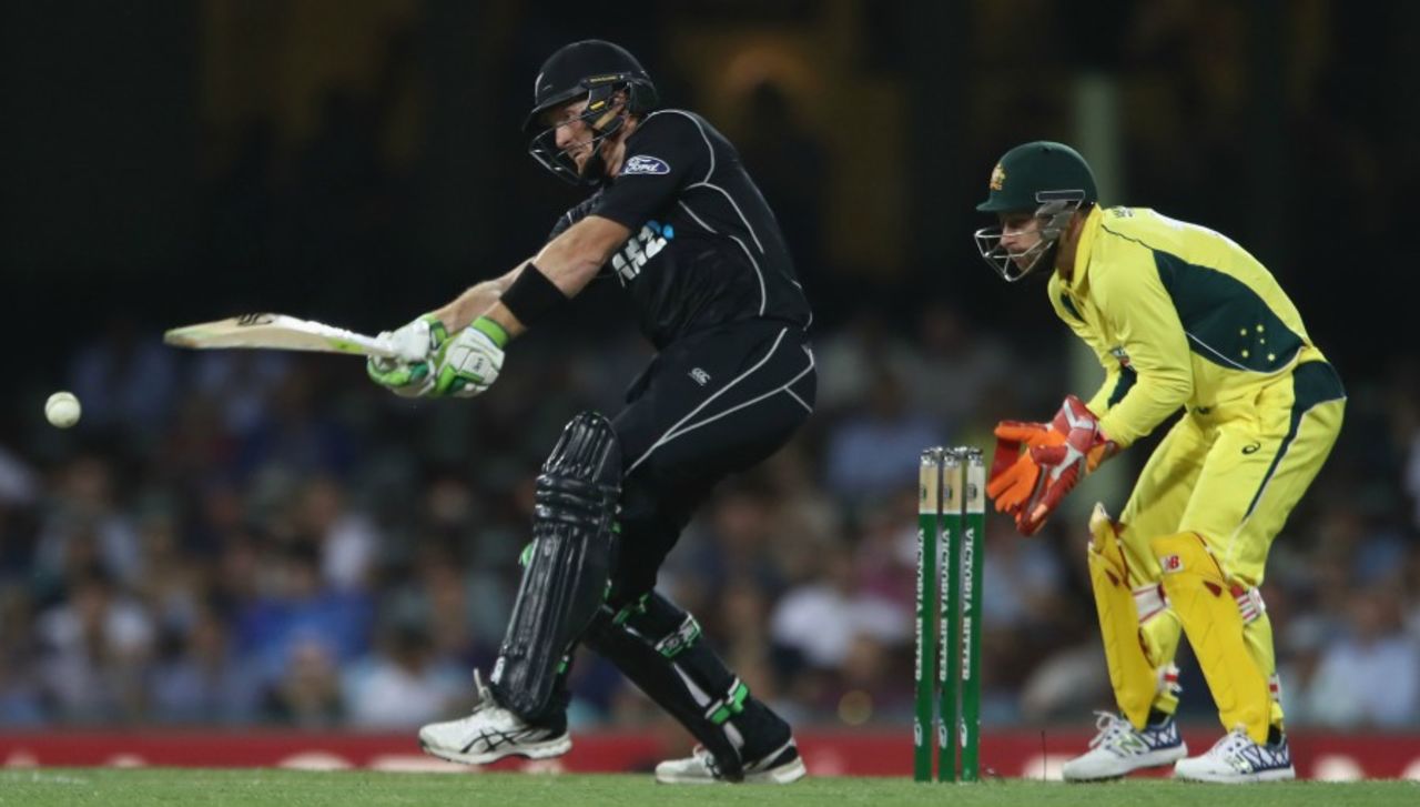 Martin Guptill swats one into the leg side, Australia v New Zealand, 1st ODI, Sydney, December 4, 2016