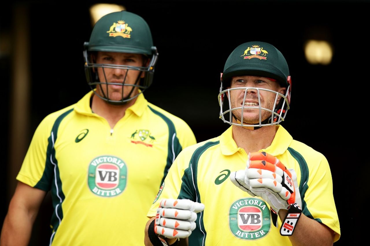 Aaron Finch and David Warner put on 68 for the first wicket, Australia v New Zealand, 2nd ODI, Canberra, December 6, 2016