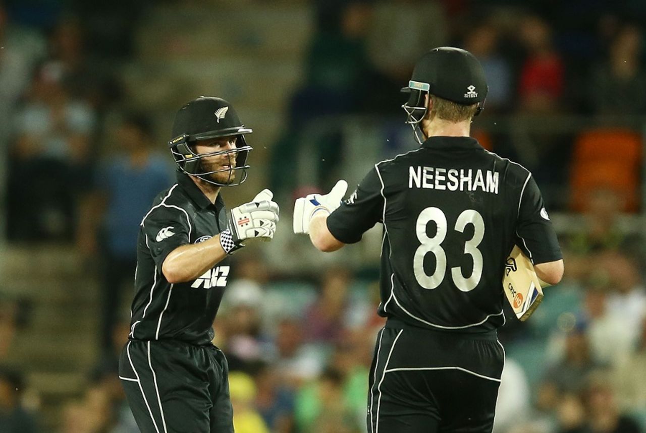 Kane Williamson and James Neesham added 125 runs for the third wicket, Australia v New Zealand, 2nd ODI, Canberra, December 6, 2016