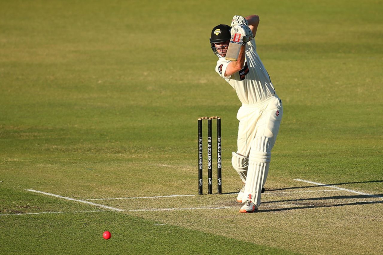 Ashton Turner drives through the off side during his century, Western Australia v Queensland, Sheffield Shield, 2nd day, Perth, December 6, 2016