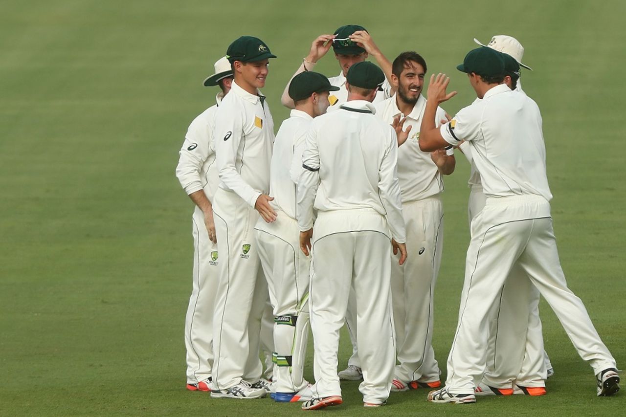 Cameron Valente was among the wickets, Cricket Australia XI v Pakistanis, Cairns, 1st day, December 8, 2016