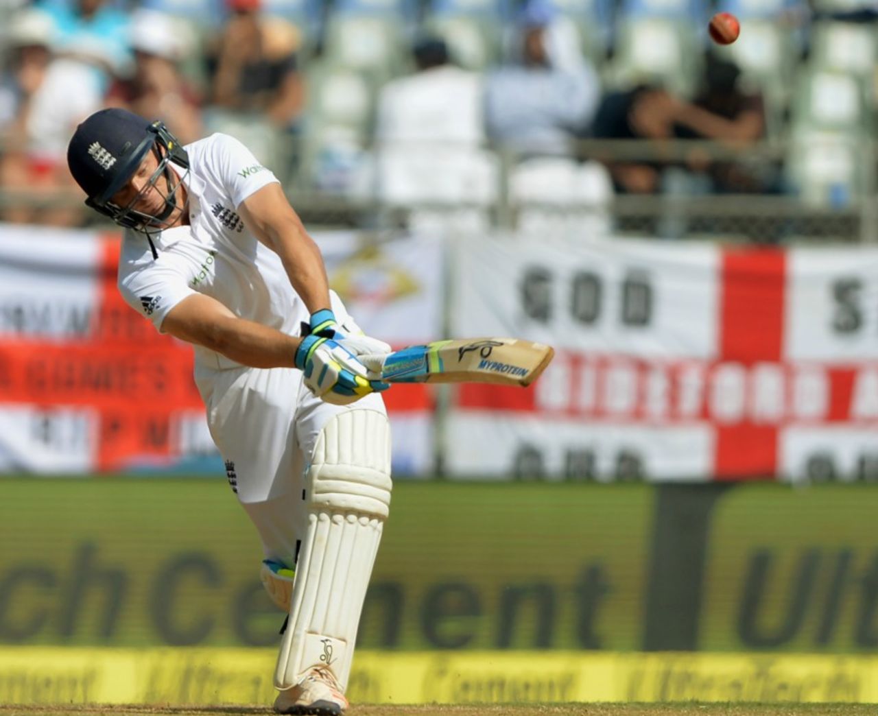 Jos Buttler swings one into the stands, India v England, 4th Test, Mumbai, 2nd day, December 9, 2016