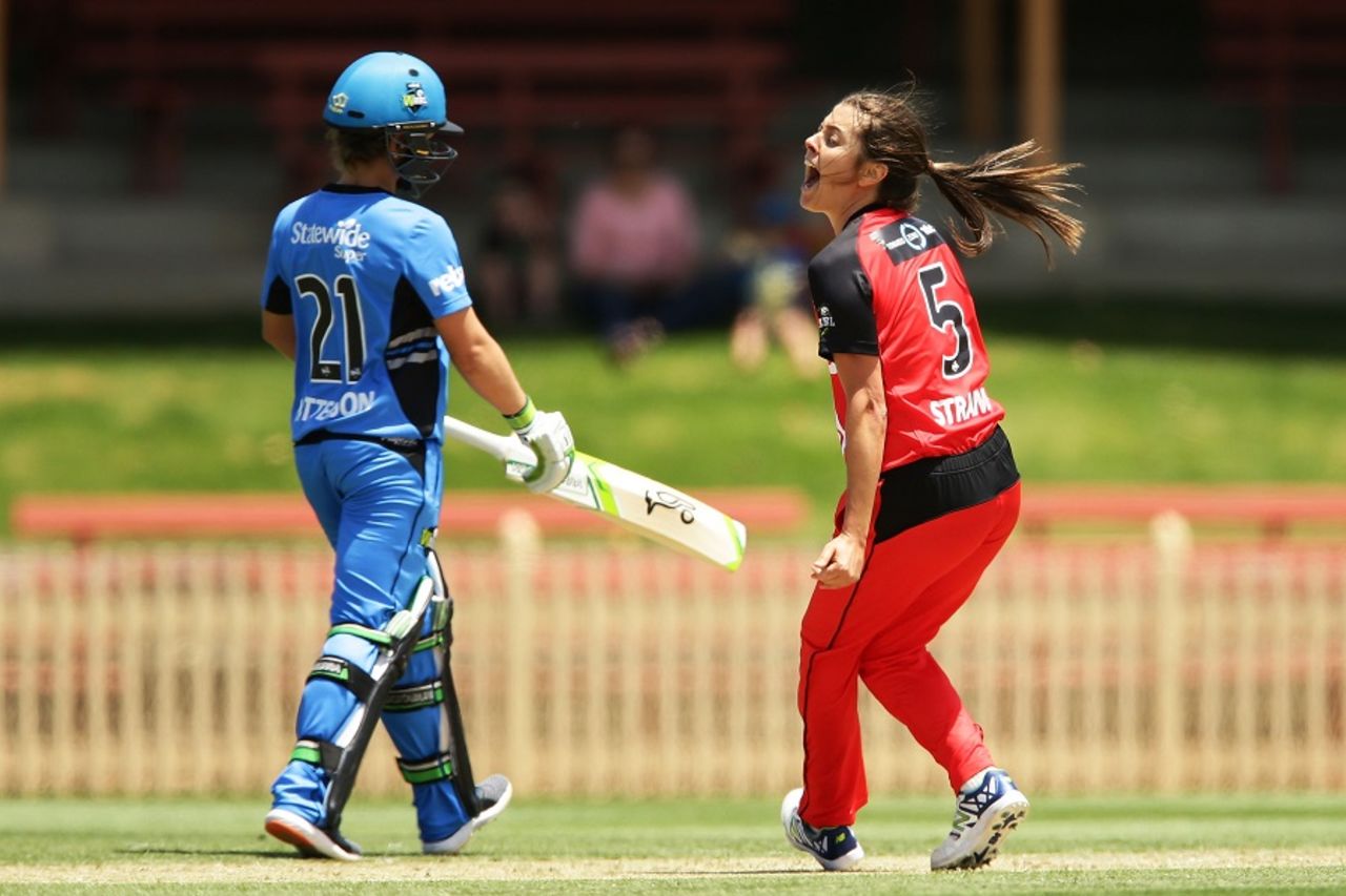 Molly Strano finished with figures of 3 for 16, Adelaide Strikers v Melbourne Renegades, Women's Big Bash League, Sydney, December 10, 2016