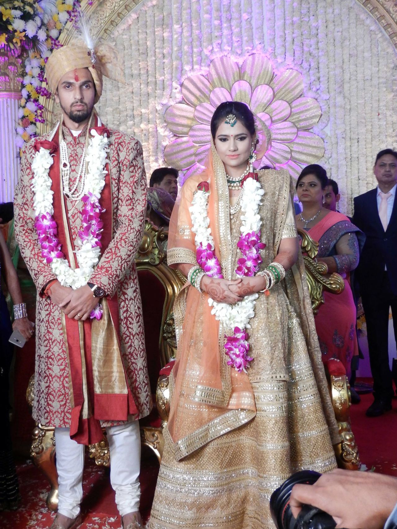 Ishant Sharma and basketball player Pratima Singh at their wedding reception, Delhi, December 9, 2016