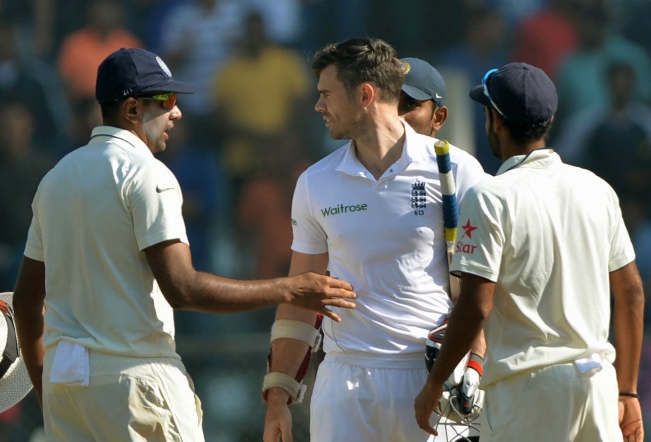 R Ashwin and James Anderson have a chat after India's victory, India v England, 4th Test, Mumbai, 5th day, December 12, 2016