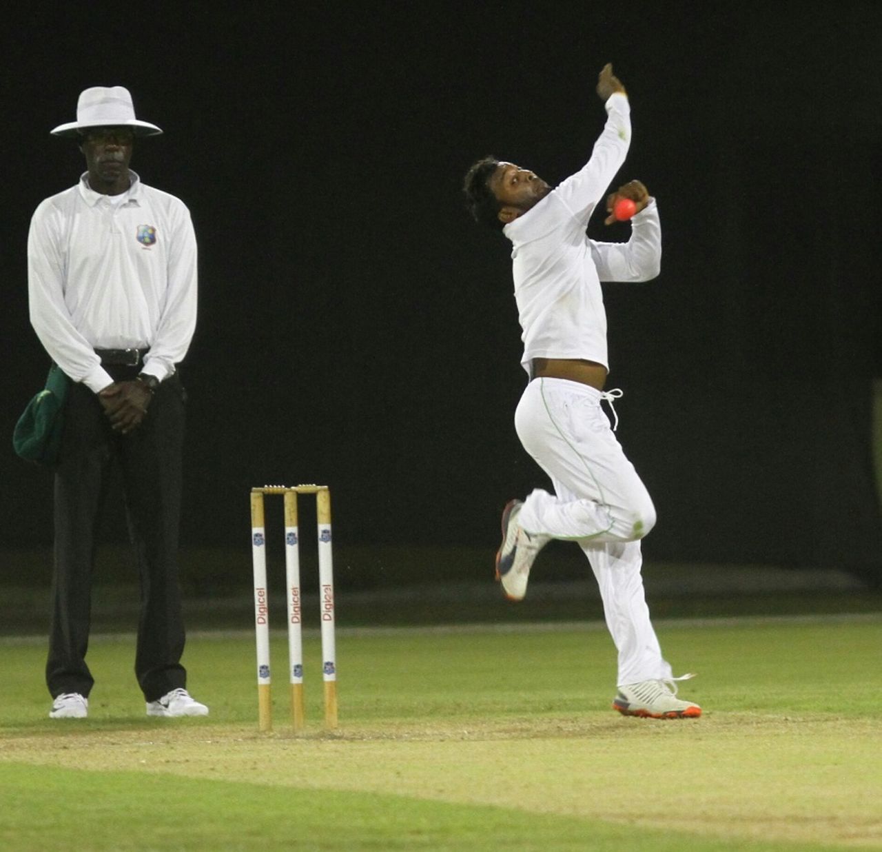 Veerasammy Permaul prepares to deliver a ball, Guyana v Barbados, Regional 4 day tournament, 3rd day, Providence, December 11, 2016