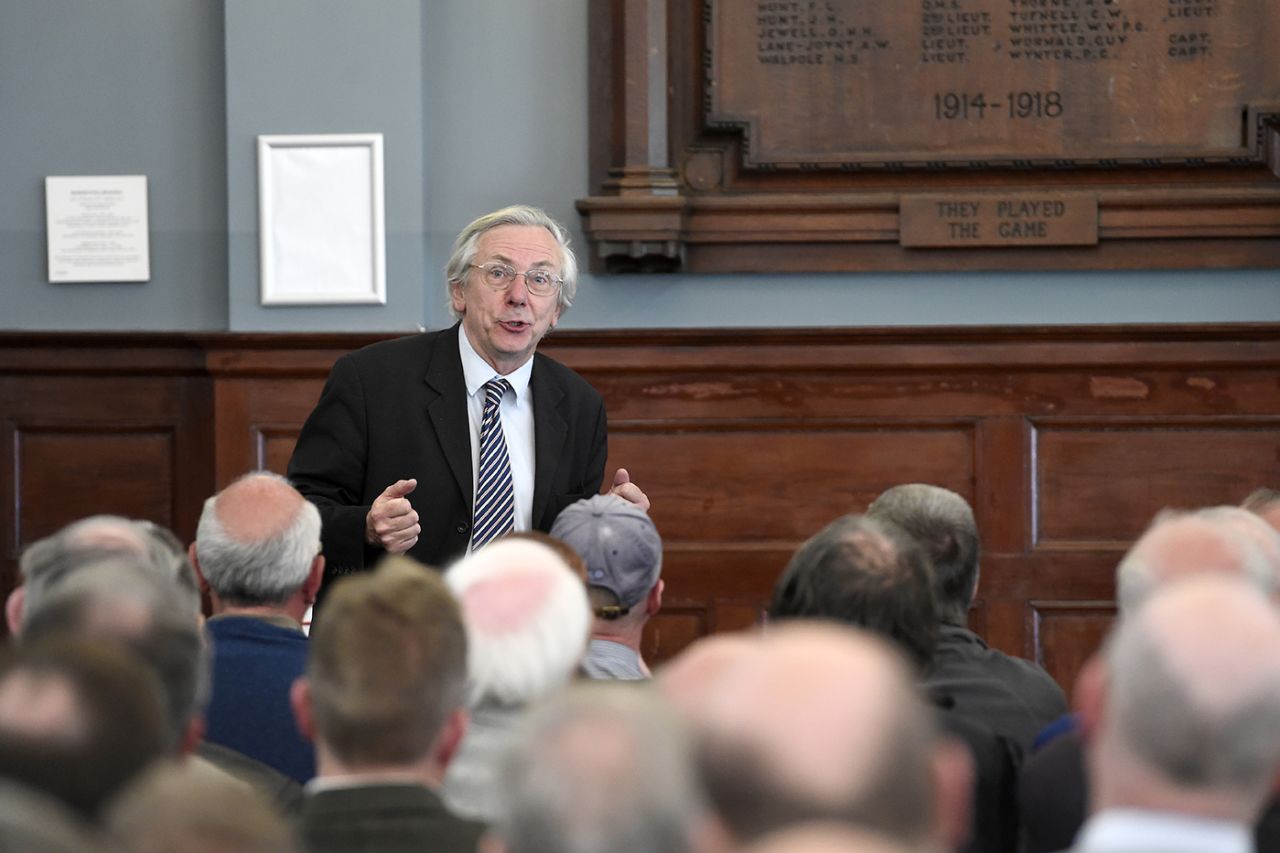 Author Stephen Chalke at the launch of his book, The Oval, London, April 28, 2015