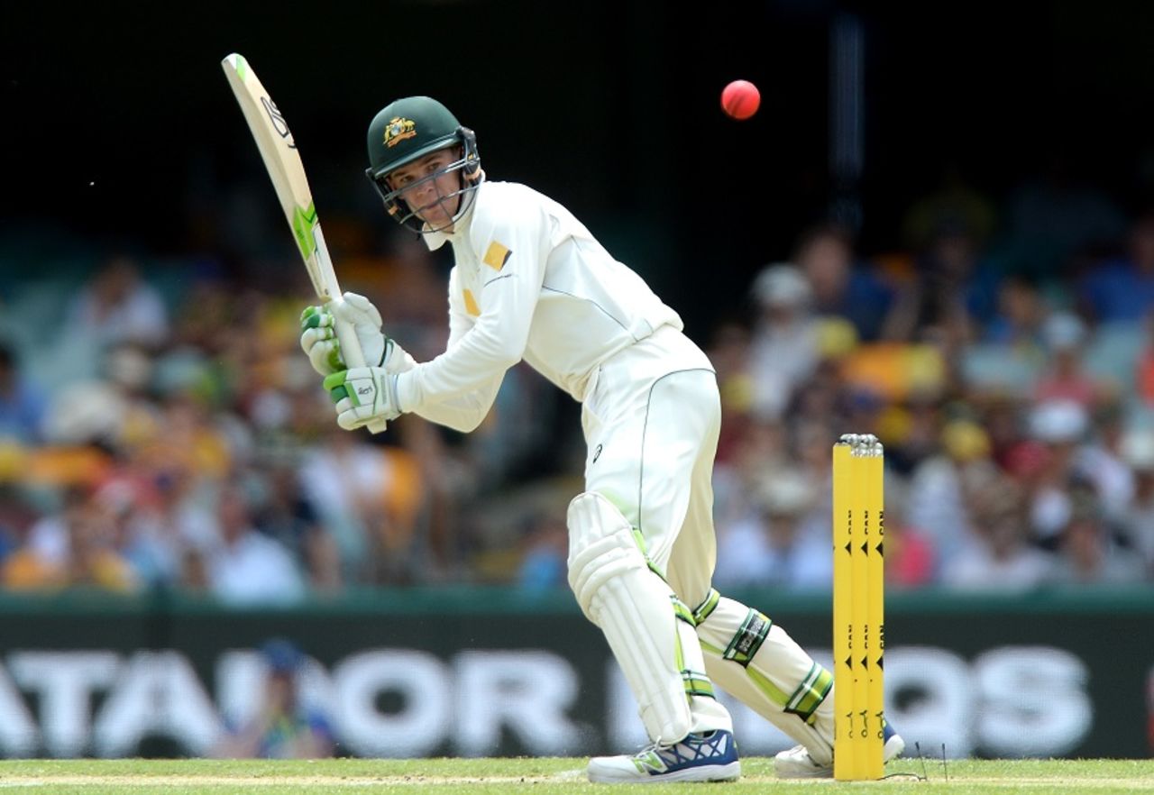 Peter Handscomb hits the ball square, Australia v Pakistan, 1st Test, Brisbane, 2nd day, December 16, 2016
