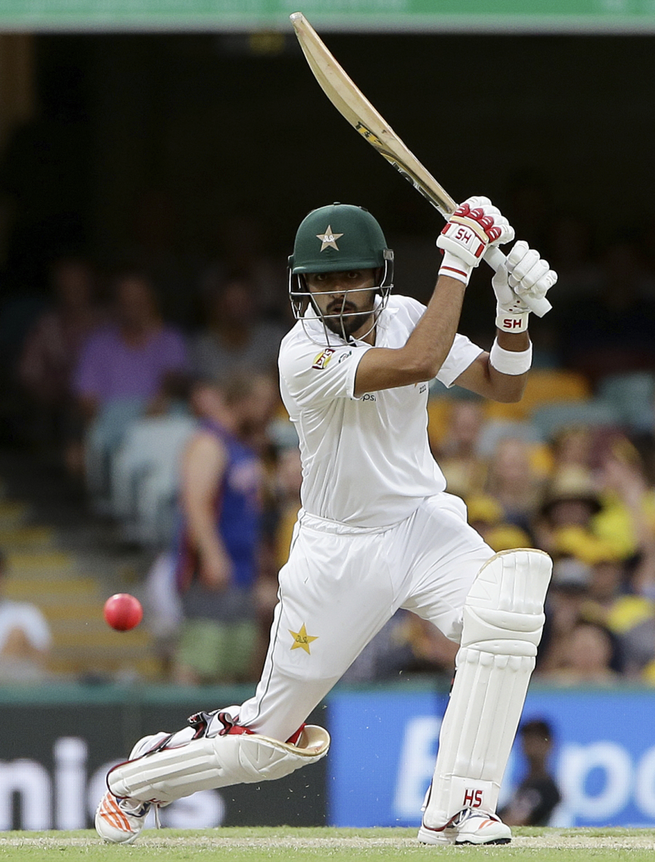 Babar Azam executes a front-foot drive, Australia v Pakistan, 1st Test, Brisbane, 2nd day, December 16, 2016