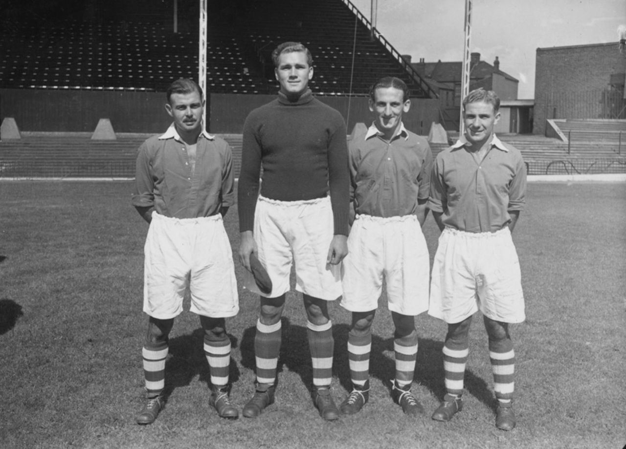 Sid O'Linn (second from right) with some Charlton Athletic team-mates, London, August 9, 1949