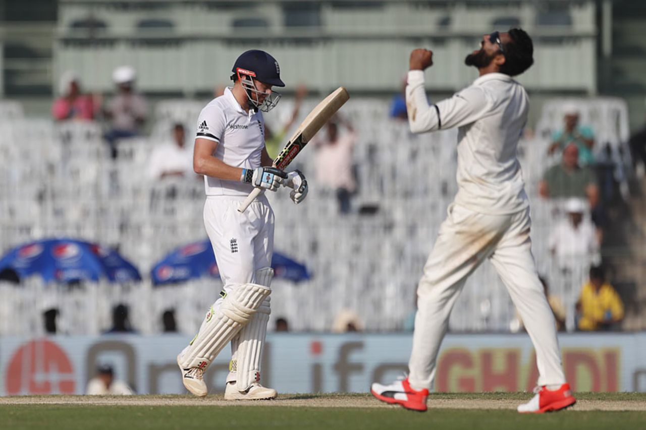 Ravindra Jadeja removed Jonny Bairstow for 49, India v England, 5th Test, Chennai, 1st day, December 16, 2016