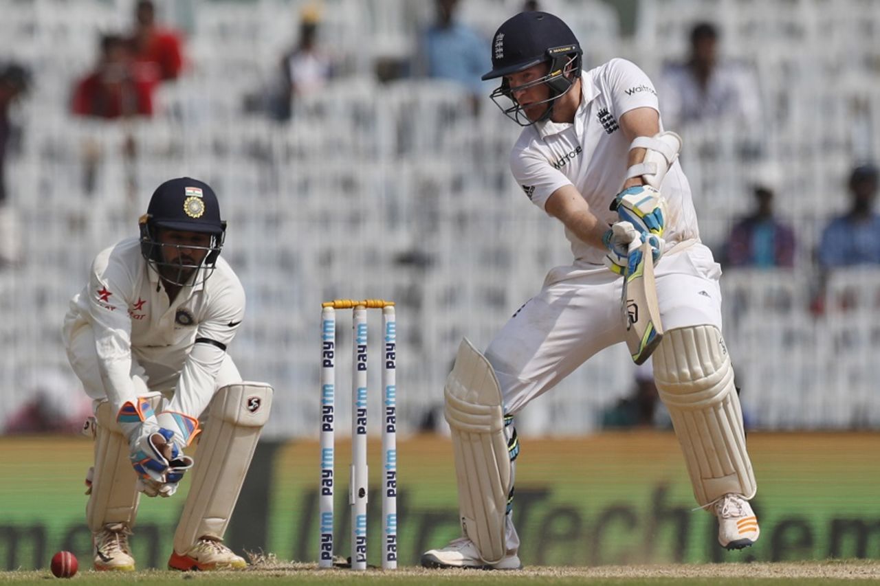 Liam Dawson shapes to cut, India v England, 5th Test, Chennai, 2nd day, December 17, 2016