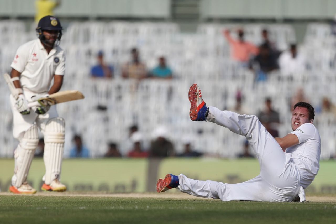 Man down: Parthiv Patel drives past Jake BallParthiv Patel drives past Jake Ball, India v England, 5th Test, Chennai, 2nd day, December 17, 2016