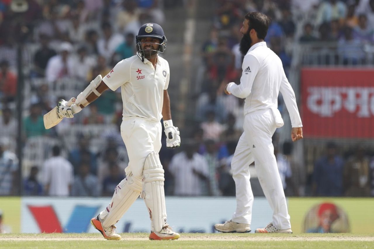 Moeen Ali deceived Parthiv Patel with drift and had him caught at cover, India v England, 5th Test, Chennai, 3rd day, December 18, 2016