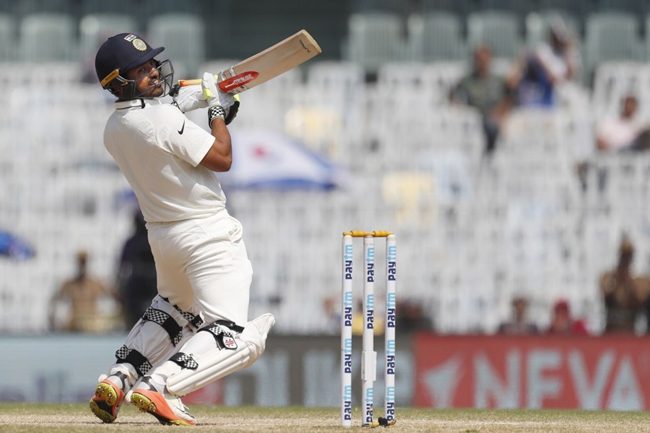 Karun Nair showcased all of his shots, including an upper cut, India v England, 5th Test, Chennai, 3rd day, December 18, 2016