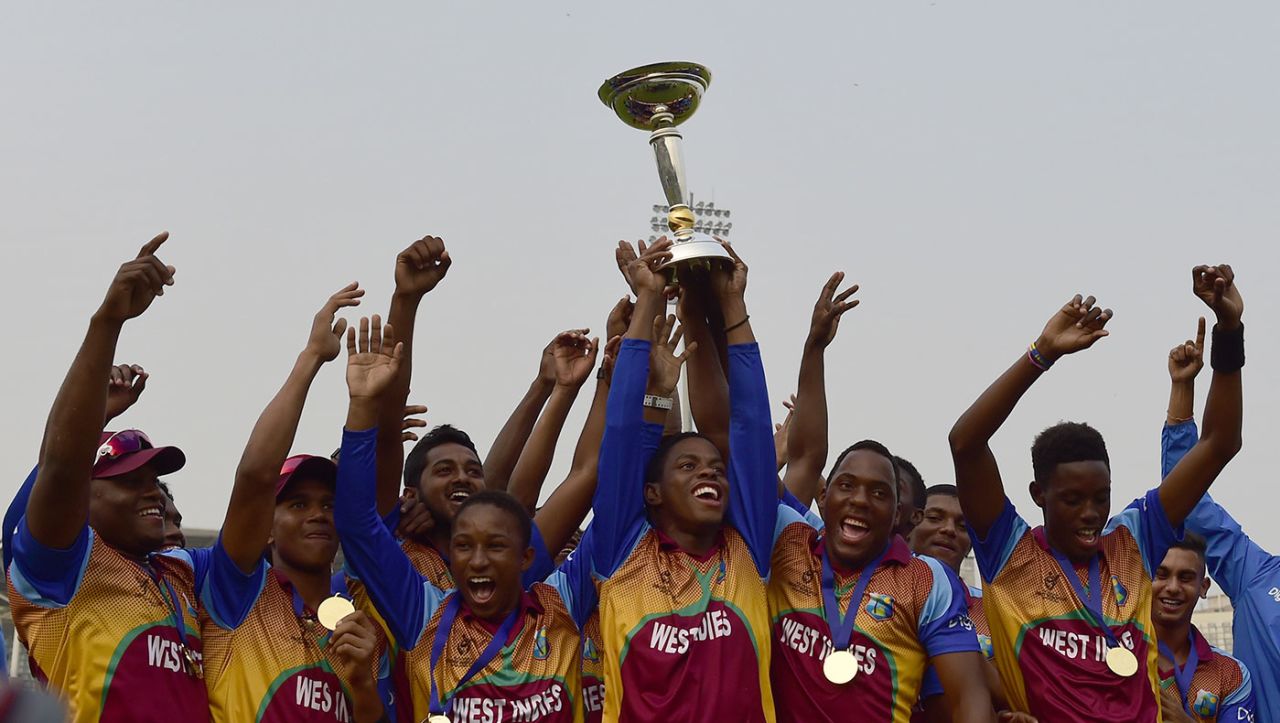 West Indies celebrate their victory, India v West Indies, Under-19 World Cup 2016, final, Mirpur, February 14, 2016