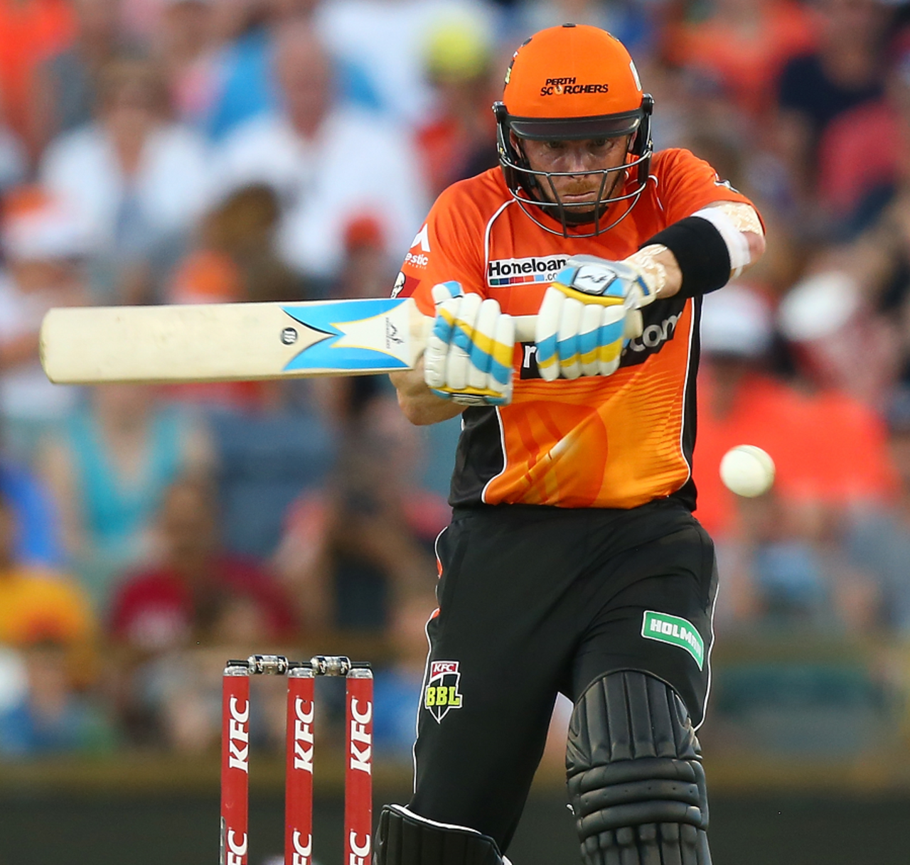Ian Bell attempts a cross-batted shot, Perth Scorchers v Adelaide Strikers, Big Bash League, Perth, December 23, 2016