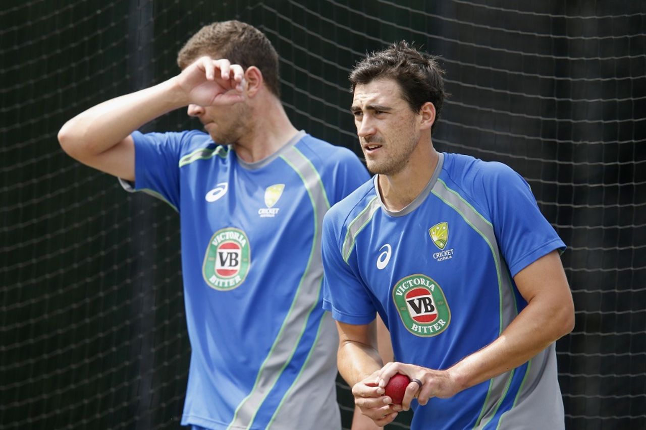 Mitchell Starc bowls during a training session, Melbourne, December 24, 2016