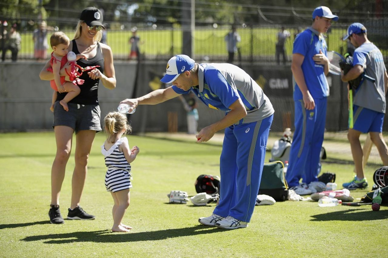 David Warner takes a moment off training to be with family, Melbourne, December 24, 2016