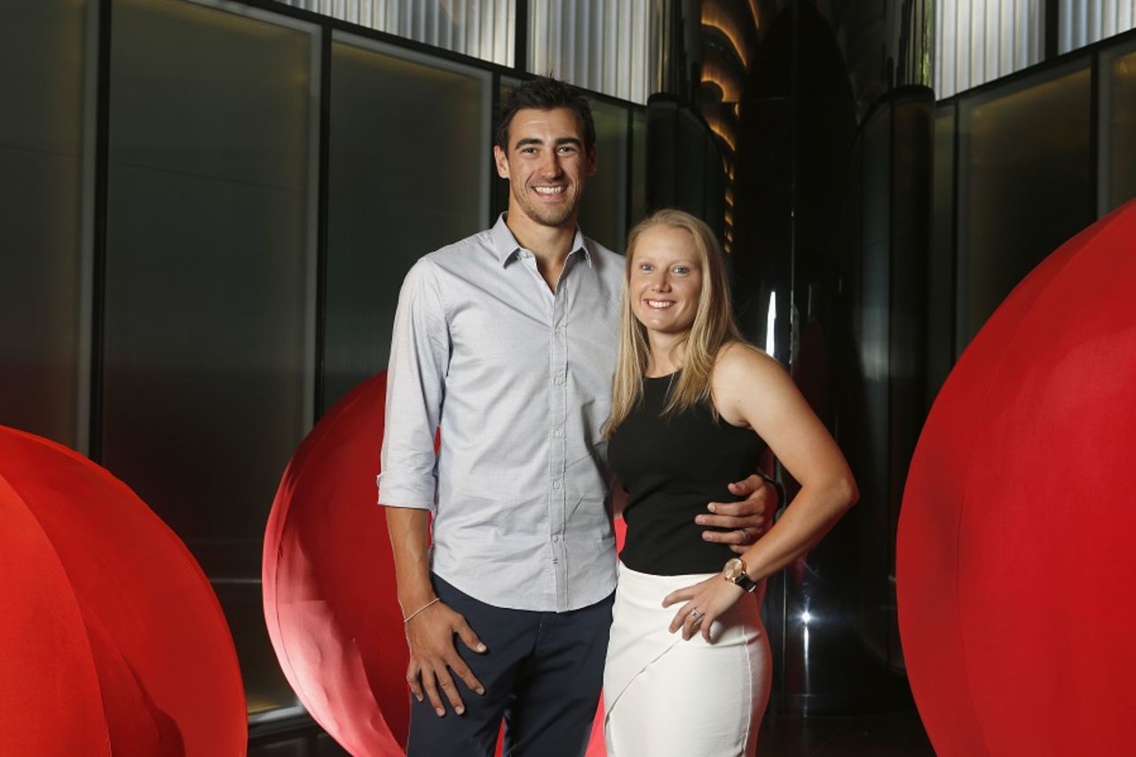 Mitchell Starc and Alyssa Healy at the Australian team's Christmas celebrations, Melbourne, December 24, 2016