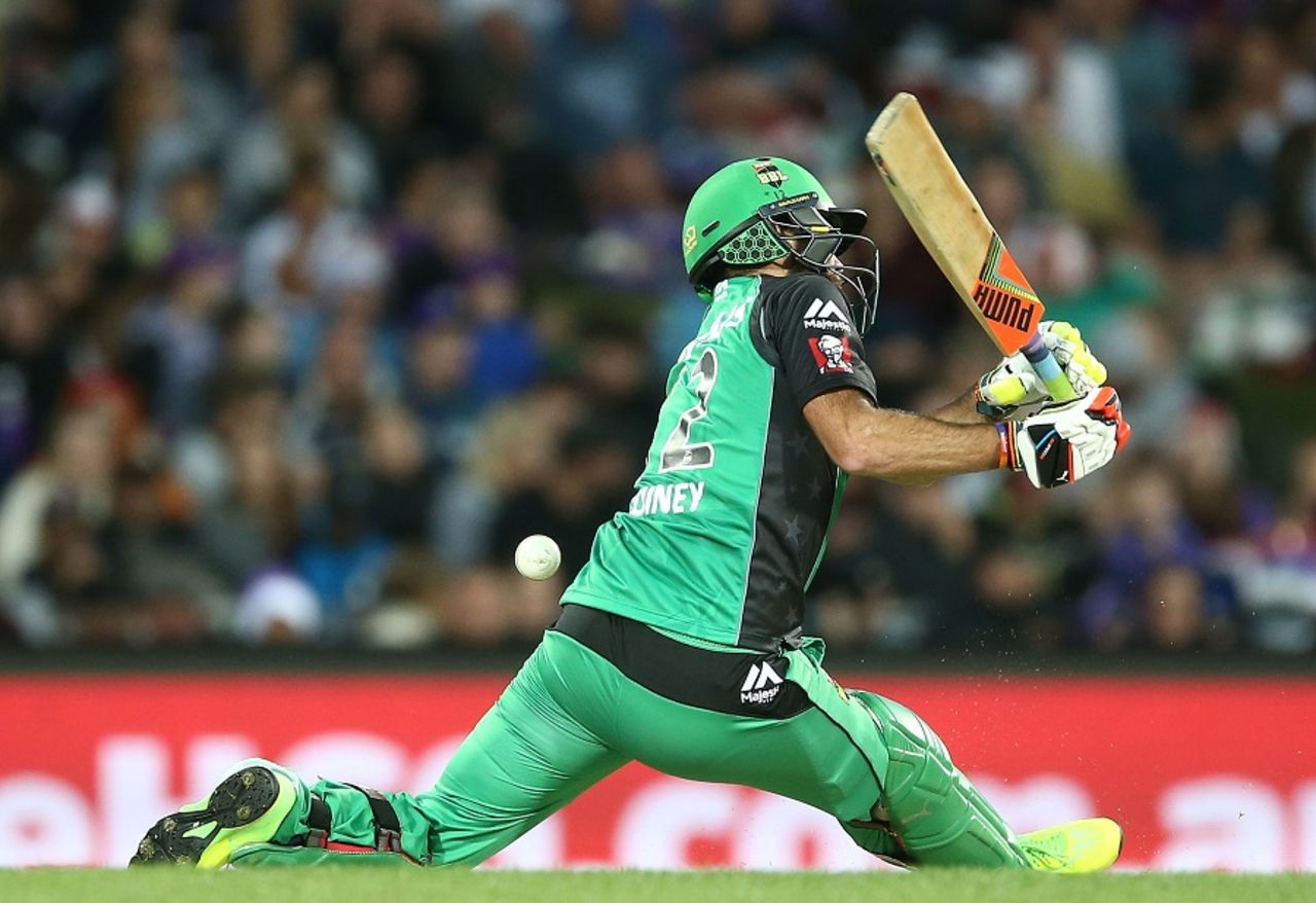 Rob Quiney finds himself in an awkward position after playing a shot, Hobart Hurricanes v Melbourne Stars, Big Bash League, Hobart, December 26, 2016