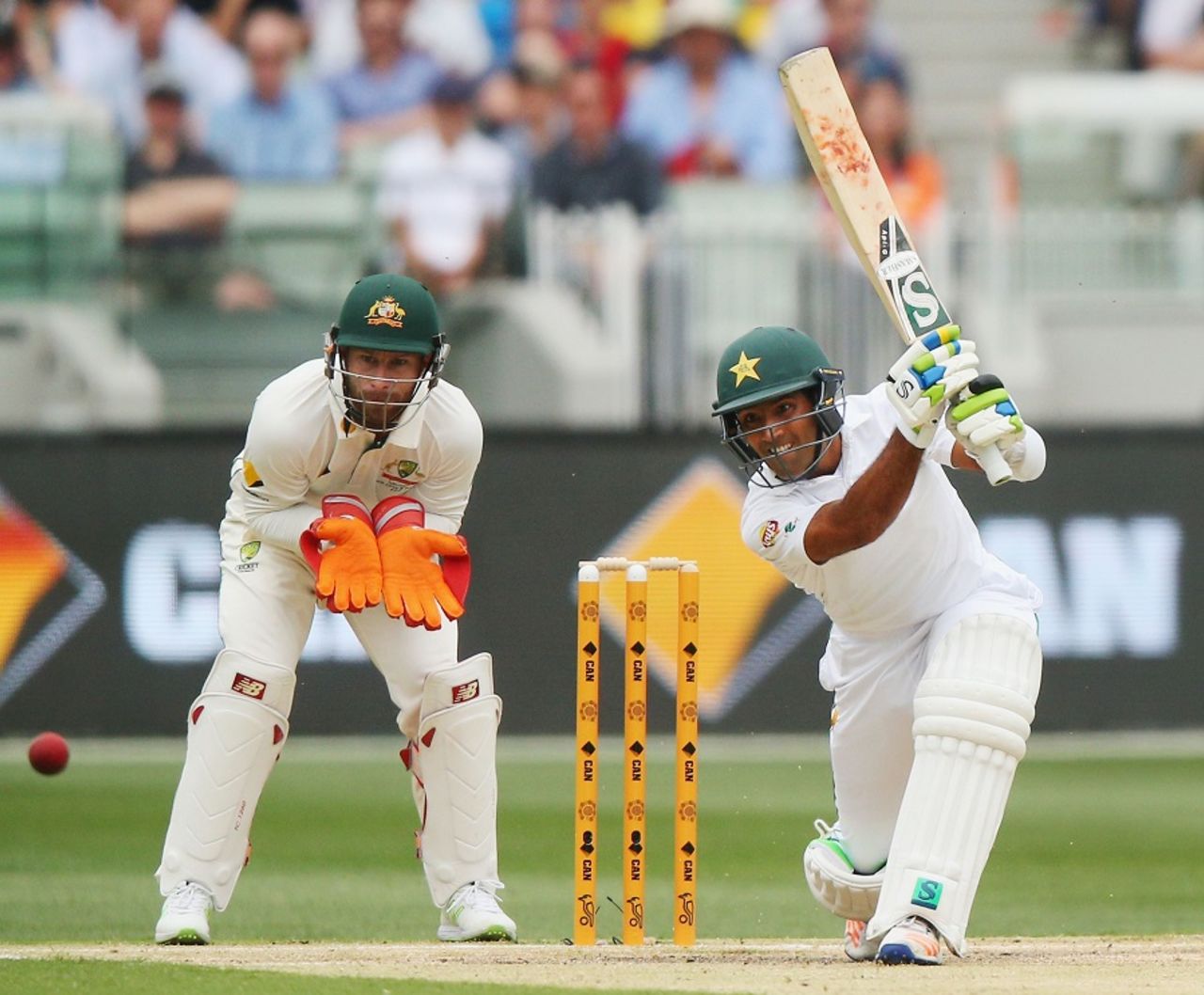 Asad Shafiq drills one through the off side, Australia v Pakistan, 2nd Test, 2nd day, Melbourne, December 27, 2016