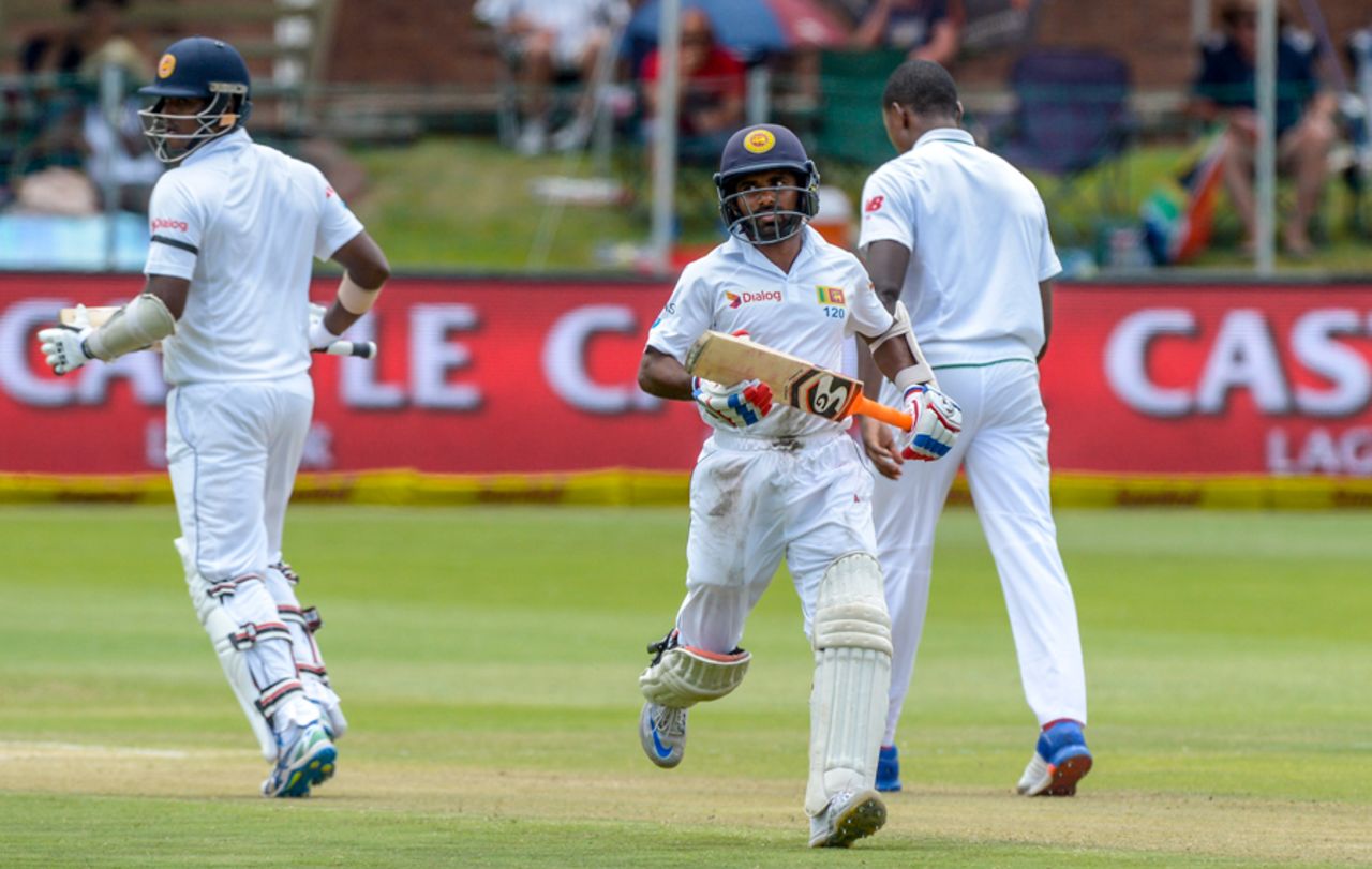 Kaushal Silva gets across the wicket to complete a run, South Africa v Sri Lanka, 1st Test, Port Elizabeth, 2nd day, December 27, 2016