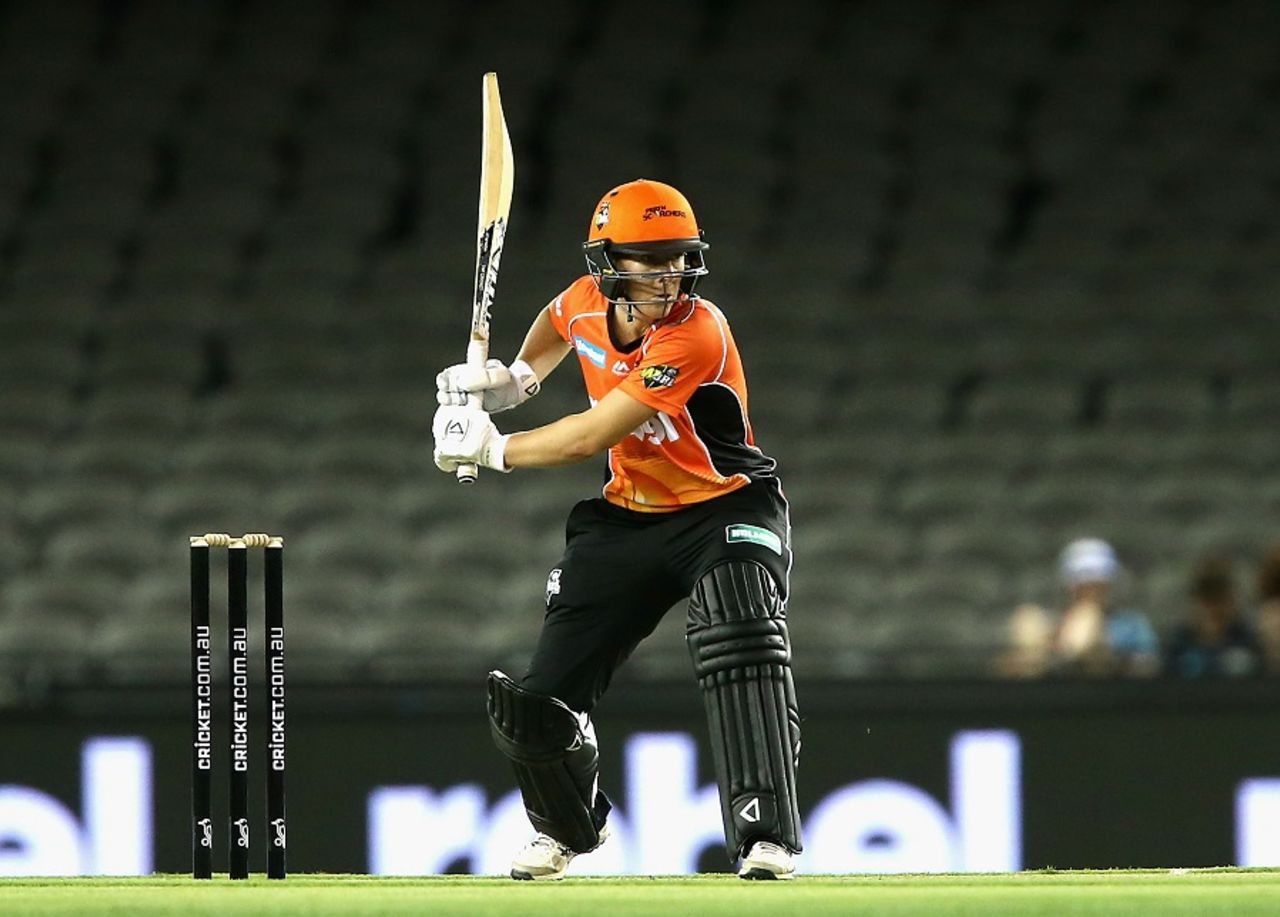 Elyse Villani hit nine fours in her innings of 60, Renegades v Scorchers , Women's Big Bash League, Melbourne, December 29, 2016