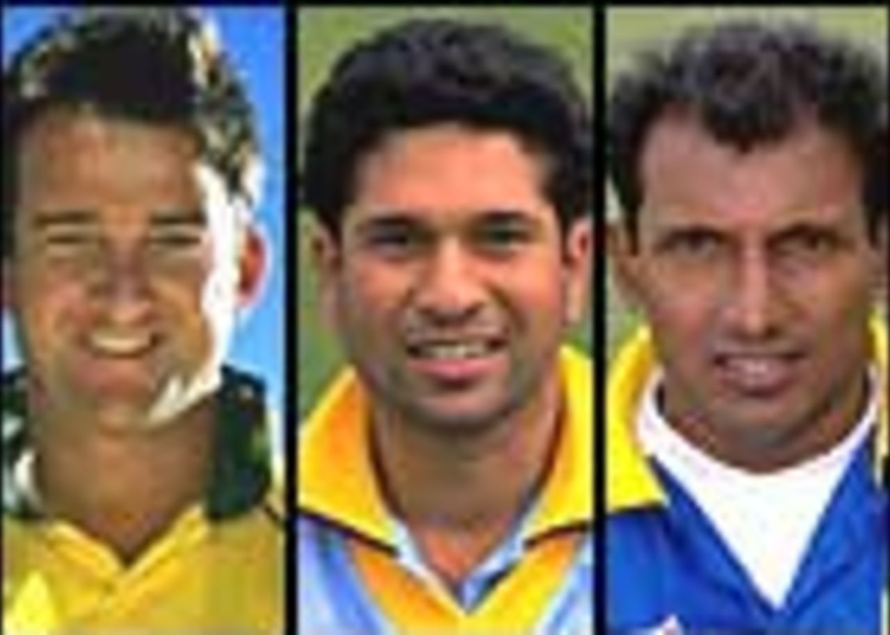 Mark Waugh, Sachin Tendulkar and Aravinda de Silva