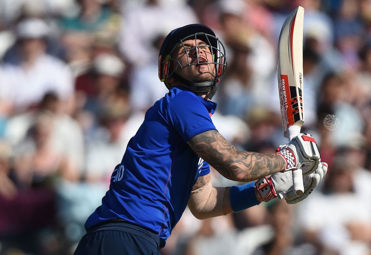 Alex Hales looks up after hitting the ball high, England v Pakistan, 3rd ODI, Trent Bridge, August 30, 2016