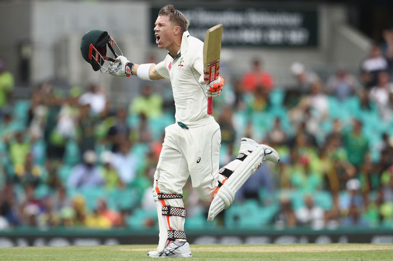 David Warner is thrilled to bring up his century, Australia v Pakistan, 3rd Test, Sydney, 1st day, January 3, 2017