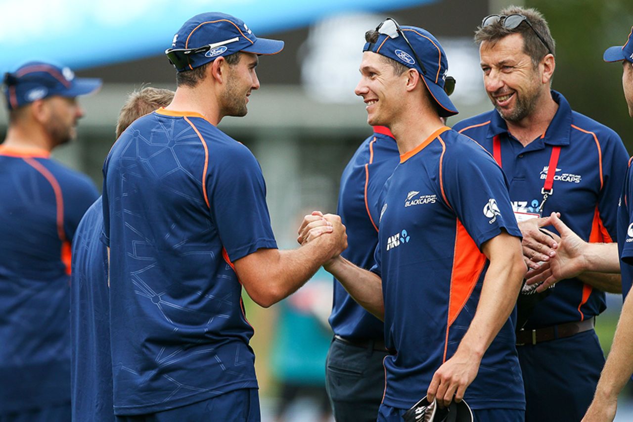 New Zealand handed T20I caps to Tom Bruce (left) and Ben Wheeler, New Zealand v Bangladesh, 1st T20I, Napier, January 3, 2017
