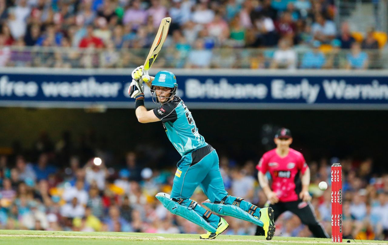 Jimmy Peirson hits it behind square on the off side, Heat v Sixers, Big Bash League 2016-17, Brisbane, January 3, 2017