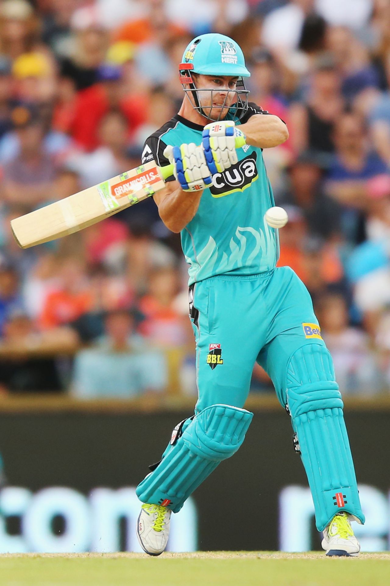 Chris Lynn shapes up to hit one for six, Scorchers v Heat, Big Bash League 2016-17, Perth, January 5, 2017