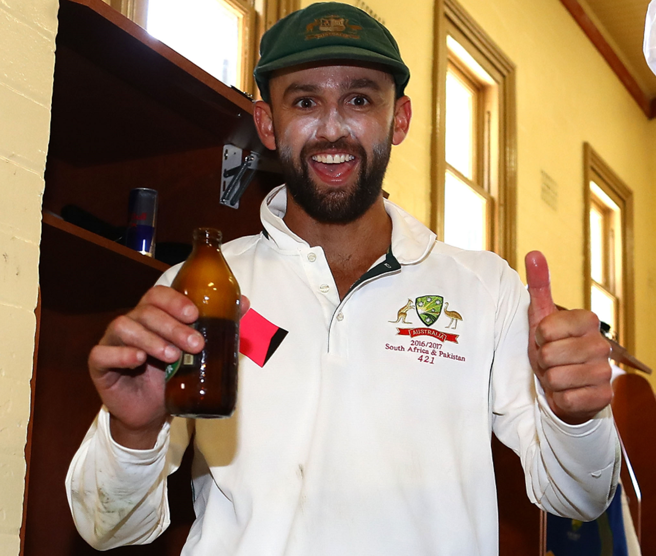 Nathan Lyon was visibly pleased after the win, Australia v Pakistan, 3rd Test, Sydney, 5th day, January 7, 2017