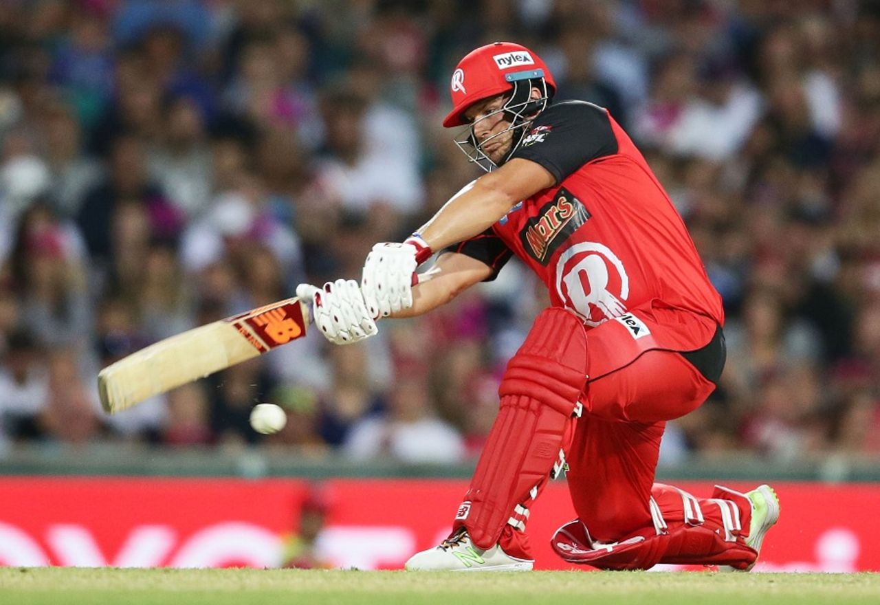 Aaron Finch struck his second fifty of the tournament, Sydney Sixers v Melbourne Renegades, Big Bash 2016-17, Sydney, January 9, 2017