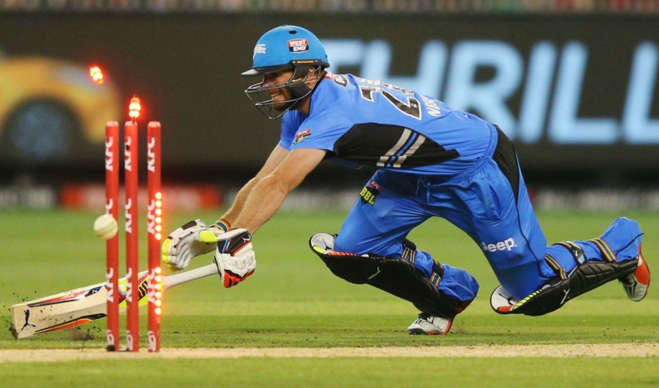 Michael Neser was run-out for 2, Melbourne Stars v Adelaide Strikers, Big Bash League 2016-17, Melbourne, January 10, 2017