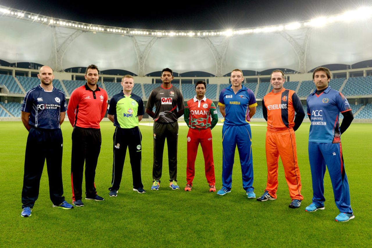 The captains of the eight participating teams in the Desert T20, Dubai, January 11, 2017
