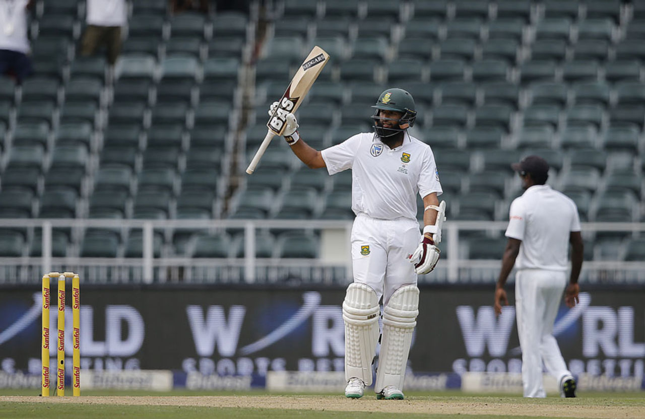 Hashim Amla made his first fifty in 11 innings, South Africa v Sri Lanka, 3rd Test, Johannesburg, 1st day, January 12, 2017
