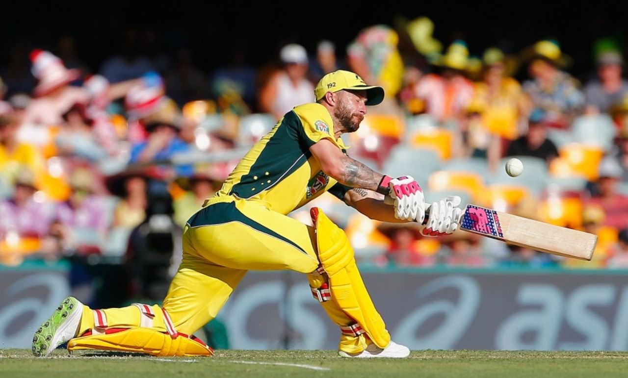 Eyes on the ball: Matthew Wade nails a sweep, Australia v Pakistan, 1st ODI, Brisbane, January 13, 2017